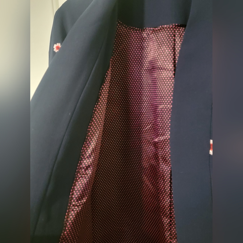 Soft Surroundings Cherry Blossom Floral Hummingbird Embroidered Jacket Kimono, L - Picture 5 of 6